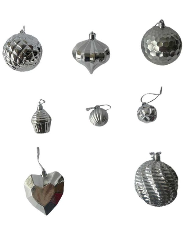 Bright Silver Theme Christmas Ornaments | 15 x 5 inches For Sale