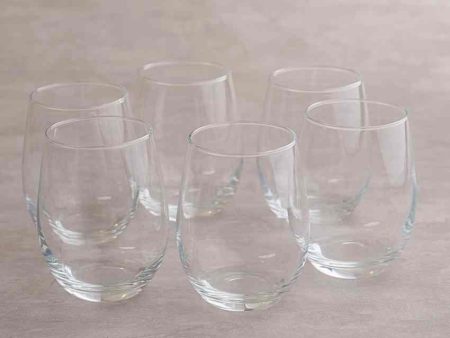 Crystal Transparent Water Glass | Set of 6 | 390 ML Online