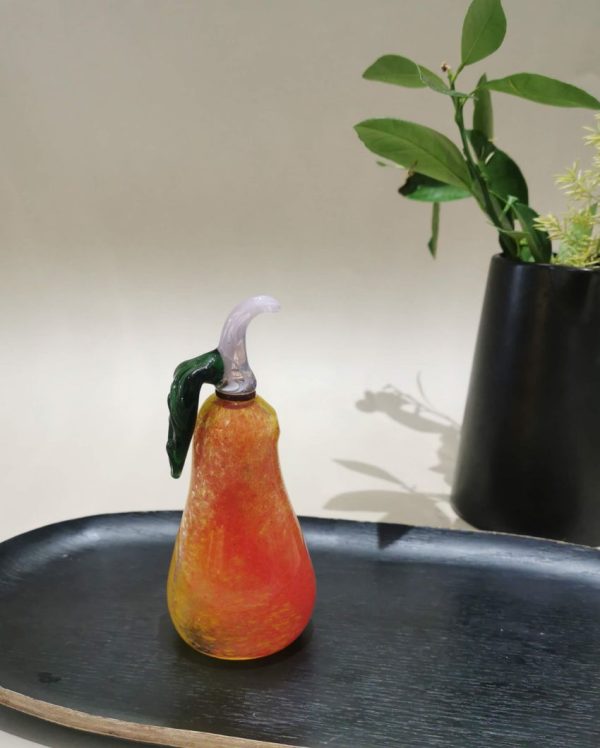 Murano Red & Yellow Style Decorative Glass Pear Art For Cheap