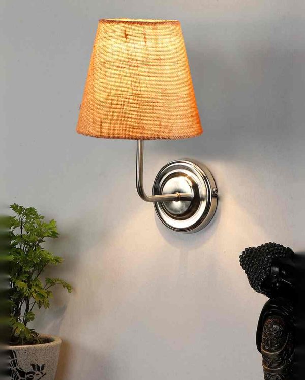 Earthy Jute Wall Mounted Lamp With Steel Base | 7 x 6 x 10 inches Sale