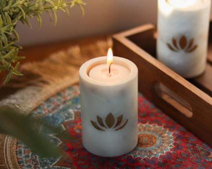 Lotus Marble Candle Holders | Set Of 2 | 1.5 x 1.5 inches Cheap