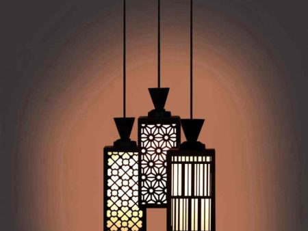 Funktional 3 Lights Wooden Pendant Room Ceiling Lamp | 8 x 4 x 35 inches Fashion