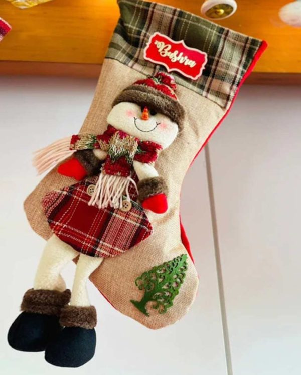 Whimsical Jute Snowman Christmas Stocking | 22 x 10 x 5 inches For Discount