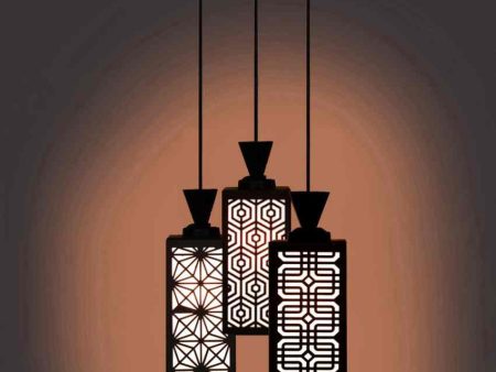 Artesanía Wooden Pendant 3 Lights Foyer Ceiling Lamp | 8 x 4 x 35 inches Hot on Sale