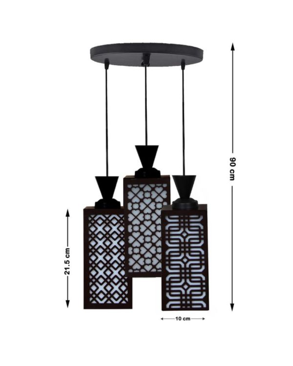 Armonioso 3 Lights Wooden Premium Foyer Ceiling Lamp | 8 x 4 x 35 inches Online now