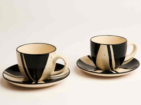 Splash Stoneware Tea Cup and Saucer | Set of 2 For Sale