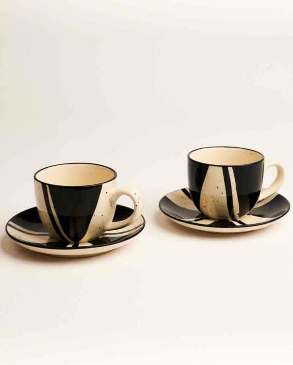 Splash Stoneware Tea Cup and Saucer | Set of 2 For Sale