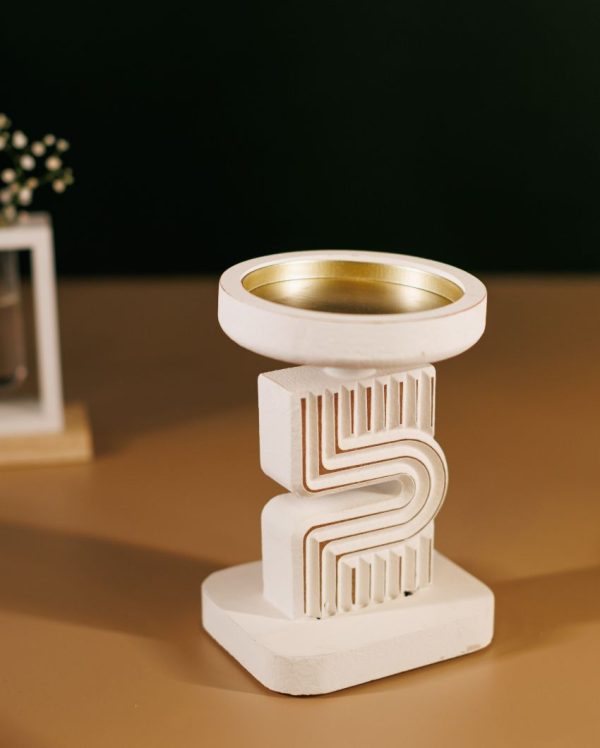 Modern Resin Pillar Candle Holder | 5 x 4 x 7 inches Discount