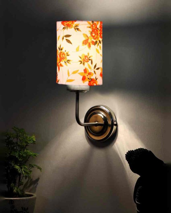 Elegant Cotton Shade Wall Mounted Lamp With Steel Base | 4 x 7 x 12 inches on Sale