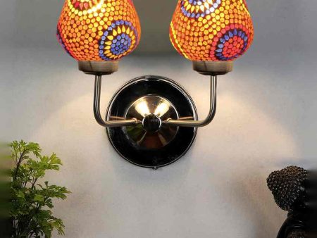 Brilliant Mosaic Glass Wall Mounted Dual Lamp With Steel Base | Set of 2 | 5 x 11 x 14 inches Sale