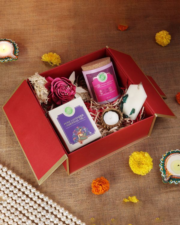 Serene Lavender Candle with Wax Tablets Essential Oil & Diya Gift Hamper Hot on Sale