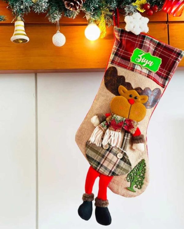 Rustic Jute Rudolf Christmas Stocking | 22 x 10 x 5 inches Sale