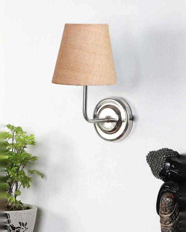 Earthy Jute Wall Mounted Lamp With Steel Base | 7 x 6 x 10 inches Sale