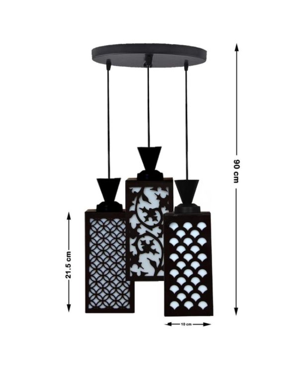 Espacio 3 Lights Wooden Pendant Foyer Ceiling Lamp | 8 x 4 x 35 inches Discount