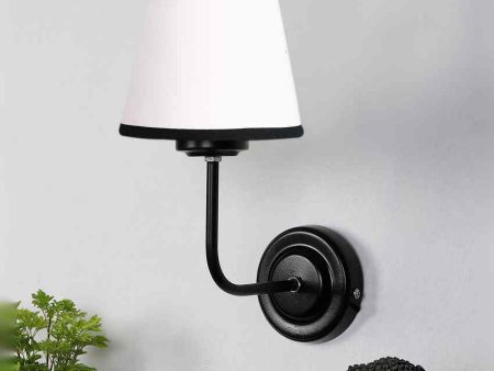 Elegant Chic White & Black Cotton Wall Mounted Lamp Iron Base | 7 x 6 x 10 inches Online Sale