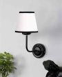 Elegant Chic White & Black Cotton Wall Mounted Lamp Iron Base | 7 x 6 x 10 inches Online Sale