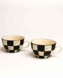 Chic Black Check Ceramic Stoneware Coffee Mug | Set of 2 | 380 ML Sale