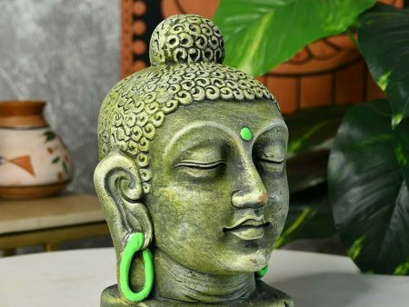 Terracotta Meditating Buddha Head Tabletop | 9 Inches Online now