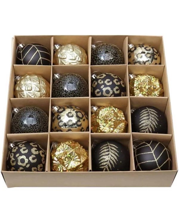 Elegant Black & Gold Shimmer Christmas Ball Ornaments | 15 x 5 inches Sale