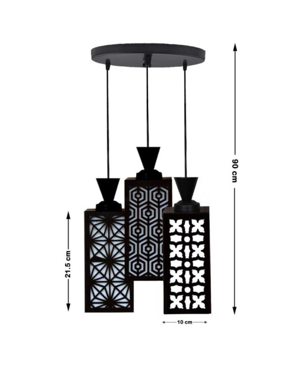 Elegancia Wooden Pendant 3 Lights Foyer Ceiling Lamp | 8 x 4 x 35 inches Online Hot Sale