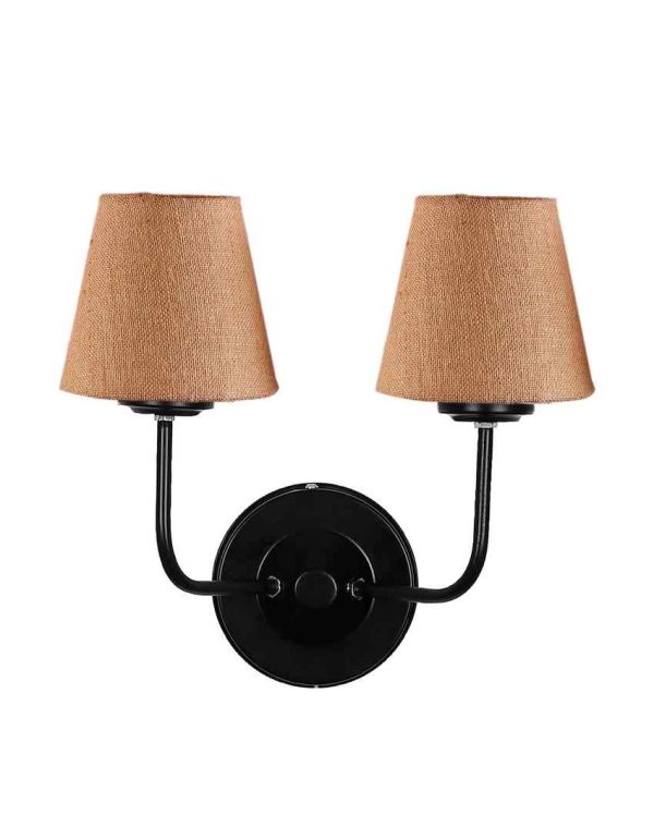 Earthy Jute Wall Mounted Dual Lamp Iron Base | Set of 2 | 4 x 13 inches Online Hot Sale