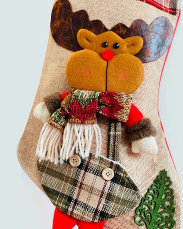 Rustic Jute Rudolf Christmas Stocking | 22 x 10 x 5 inches Sale