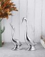 Graceful For Adding Artistic Touch Aluminium Couples Bird Swan Figurine Pair on Sale