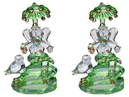 Ganesha on Mushak Gold Polished Crystal Glass Showpiece | Set of 2 | 2 x 4 inches Sale