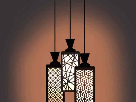 Decorativo 3 Lights Wooden Pendant Foyer Ceiling Lamp | 8 x 4 x 35 inches Cheap