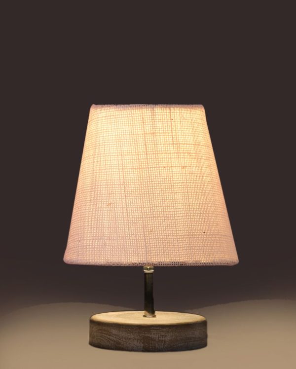 Antique Jute Round White Brushed Wood Table Lamp | 6 x 8 inches Online Sale