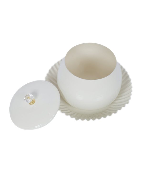 Stylish Golden and White Bowl Jar With Tray | Pack of 2 | 200 ML Discount