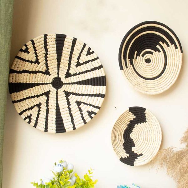 Jungle Jive | Black Handwoven Wall Baskets | Set Of 3 Sale