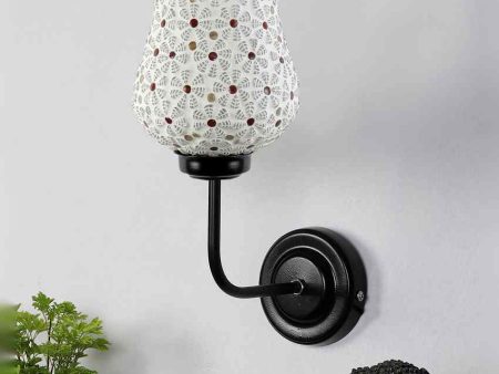 Artisan Mosaic Glass Shade Wall Mounted Lamp With Iron Base | 9 x 4 x 13 inches For Sale