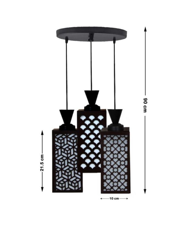 Ambiental 3 Lights Foyer Wooden Pendant Ceiling Lamp | 8 x 4 x 35 inches Online Sale