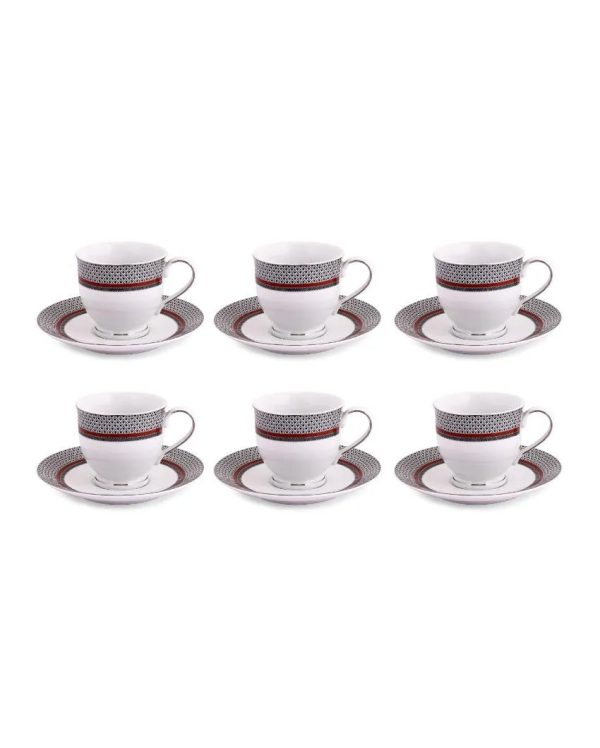 Burgundy Porcelain Cup & Saucer Set | Set Of 6 cups & 6 saucers Online