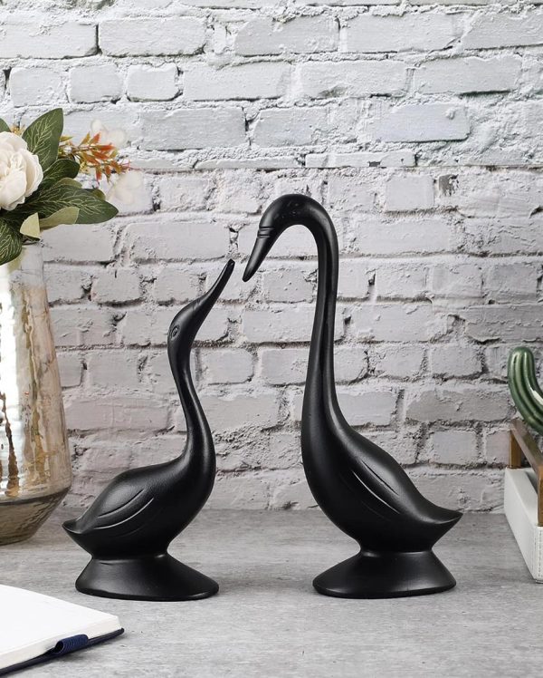 Crafted Perfect For Tabletop Or Shelf Aluminium Couples Bird Swan Figurine Pair Fashion