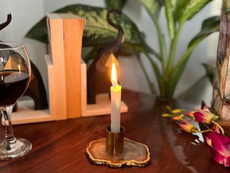 Artful Agate & Metal Candle Holder | Multiple Colors | 3 x 3 x 2 inches Fashion