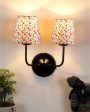 Chic Cotton Shade Wall Dual Lamp Iron Base | Set of 2 | 4 x 13 inches Fashion