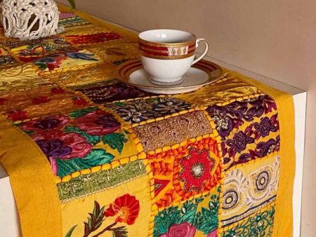 Yellow Patchwork Cotton Table Runner | 60 x 14 inches on Sale