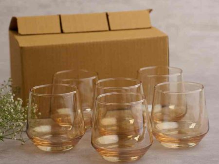 Sophisticated Golden Whiskey Glass | Set of 6 | 370 ML Online Sale