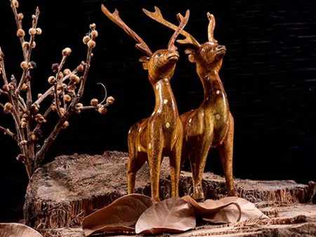 Dearest Little Deer Wooden Showpiece | Set of 2 Sale