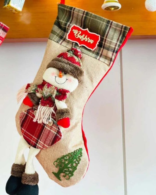 Whimsical Jute Snowman Christmas Stocking | 22 x 10 x 5 inches For Discount