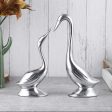 Graceful For Adding Artistic Touch Aluminium Couples Bird Swan Figurine Pair on Sale