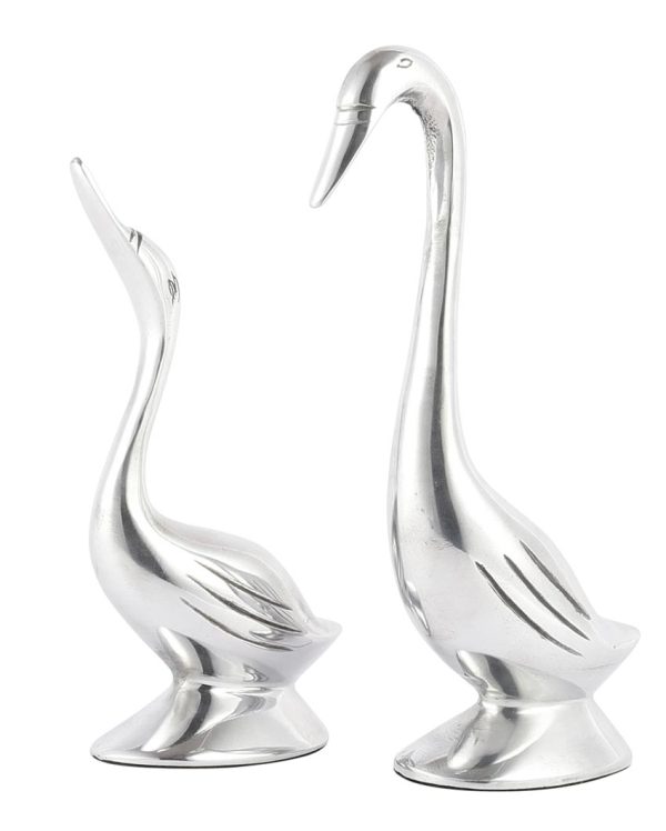 Graceful For Adding Artistic Touch Aluminium Couples Bird Swan Figurine Pair on Sale