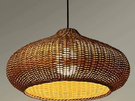 Willow Wicker Chandelier Japanese Pendant Light | 18 x 8 inches For Sale