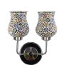 Colorful Unique Mosaic Glass Wall Mounted Dual Lamp With Steel Base | Set of 2 | 5 x 11 x 14 inches Discount