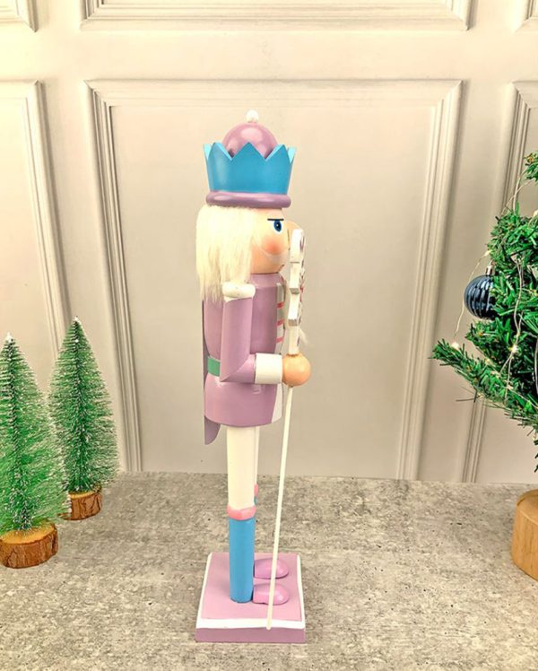 Wooden Pastel Purple Candycane Nutcracker Self Standing Christmas Table Decor | 16 x 4 inches Sale