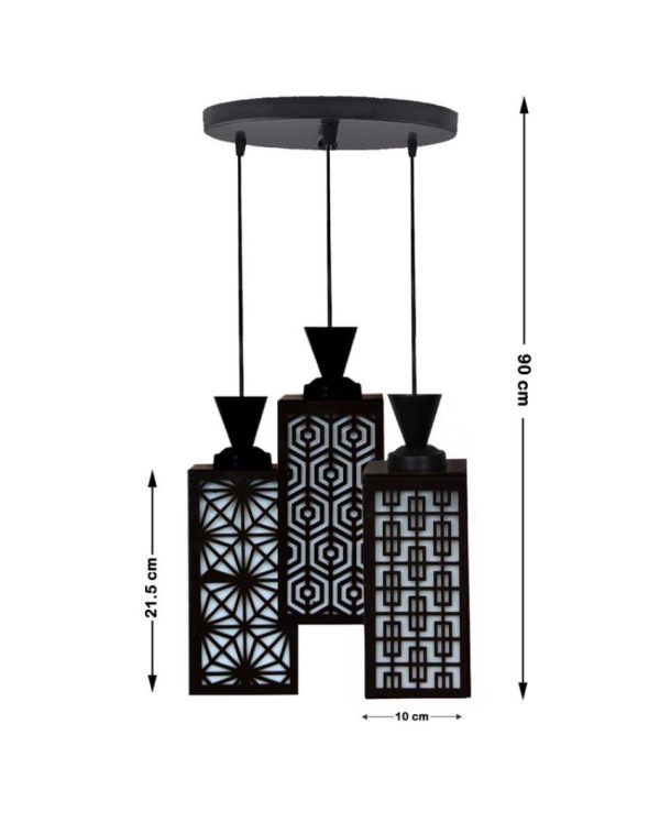 Cálido Wooden Pendant 3 Lights Foyer Ceiling Lamp | 8 x 4 x 35 inches Cheap