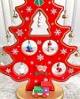 Red Diy Wooden Christmas Tree With Led Light Christmas Table Decor | 12 x 9 inches Sale