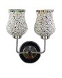 Decorative Mosaic Glass Wall Mounted Dual Lamp With Steel Base | Set of 2 | 5 x 11 x 14 inches Fashion